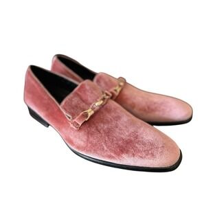 Amali Mens Aller Tuxedo Loafers Size 12 Velvet Pink Luxury Chain Formal Slip On